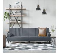 vidaXL Canapé-lit avec accoudoirs gris foncé velours