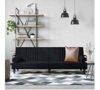 vidaXL Canapé-lit avec accoudoirs noir velours 351898