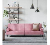 vidaXL Canapé-lit 1 place velours rose avec accoudoirs 351897