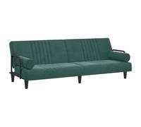 vidaXL Canapé-lit avec accoudoirs Vert foncé Velours, canapé de Jour, canapé-lit Pliant