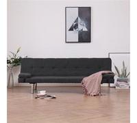 Canapé-lit avec deux oreillers Gris foncé Polyester