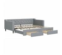vidaXL Canapé-lit avec Lit Gigogne et Tiroirs, Rangement, d'Invité, Meuble de Chambre à Coucher Salon, Moderne, Gris Clair 90x190 cm Tissu
