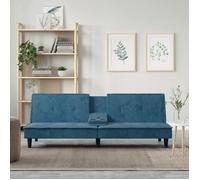 vidaXL Canapé-lit velours avec porte-gobelets – Bleu G