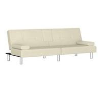 vidaXL Canapé-lit avec porte-gobelets crème similicuir 351927