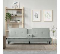 vidaXL Canapé-lit 351920 Velours avec porte-gobelets Gris clair