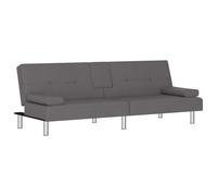 vidaXL Canapé-lit avec Porte-gobelets Gris Similicuir, canapé de Jour, canapé-lit Convertible, lit de Repos, canapé-lit Pliant, canapé-lit en PVC