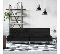 Vidaxl Canapé-Lit Avec Porte-Gobelets Noir Similicuir Noir