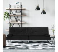 vidaXL Canapé-lit avec porte-gobelets noir similicuir 351926