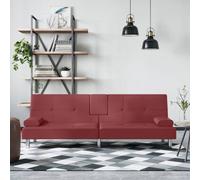 vidaXL Canapé-lit avec porte-gobelets rouge bordeaux similicuir