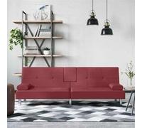 vidaXL Canapé-lit avec porte-gobelets similicuir rouge bordeaux