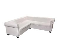 Vidaxl Canapé-Lit D'angle Chesterfield À 5 Places Blanc Similicuir Blanc