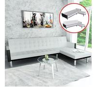 vidaXL Canapé-lit d'angle Cuir synthétique Blanc Blanc