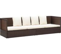 vidaXL Canapé-lit de jardin avec coussins Poly rotin brun