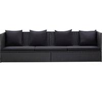 vidaXL Canapé-lit de jardin avec coussins Poly rotin noir