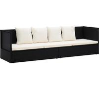 vidaXL Canapé-lit de jardin avec coussins Poly rotin noir