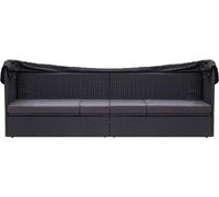 vidaXL Canapé-lit d'extérieur avec toit Poly-Rattan Noir