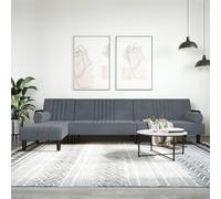 Vidaxl Canapé-Lit En Forme De L Gris 260x140x70 Cm Velours Gris