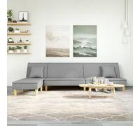 Vidaxl Canapé-Lit En Forme De L Gris Clair 255x140x70 Cm Tissu Gris