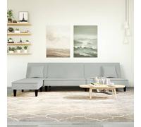 Vidaxl Canapé-Lit En Forme De L Gris Clair 255x140x70 Cm Velours Gris