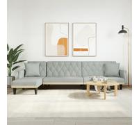 Vidaxl Canapé-Lit En Forme De L Gris Clair 271x140x70 Cm Velours Gris