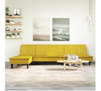 vidaXL Canapé-lit en forme de L jaune 255x140x70 cm velours 3157264