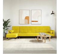 vidaXL Canapé-lit en forme de L jaune 271x140x70 cm velours 3157225