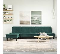 vidaXL Canapé-lit en forme de L vert foncé 255x140x70 cm velours 3157262