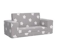 vidaXL Canapé-lit enfant 2 places – lit de jour avec dossier et accoudoirs, gris clair 357028