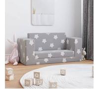 vidaXL Canapé-lit 2 places enfants Gris clair en peluche avec étoiles Housse amovible Mousse souple
