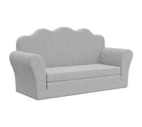 vidaXL Canapé-lit enfants 2 places - Lit de jour avec dossier et accoudoirs - Gris clair peluche