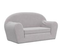 vidaXL Canapé-lit Enfants 2 Places Gris Clair Peluche Douce