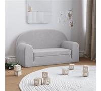 vidaXL Canapé-lit enfants 2 places gris clair peluche douce Gris G