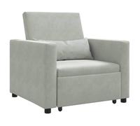 vidaXL Fauteuil Convertible Gris clair Tissu en polyester, mousse, bois