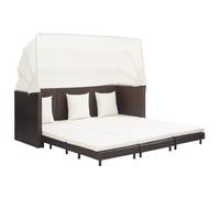 Canapé-lit Extensible 3 Places avec Toit Résine Tressée Jardin Terrasse vidaXL