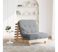 Vidaxl Canapé-Lit Futon Avec Matelas 80x206x11 Cm Bois Massif De Pin Marron