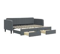 vidaXL Canapé-lit gigogne avec tiroirs, divan tapissé extensible, lit d'invités, meuble pour chambre à coucher, velours gris foncé 80 x 200 cm