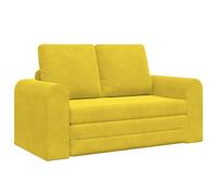 vidaXL Canapé-Lit Jaune 148 x 71 x 83 cm Velours, Salon, canapé Contemporain, Design Durable, Confortable 3 Places, Assise Ergonomique, Housse Amovible, Facile à Nettoyer.