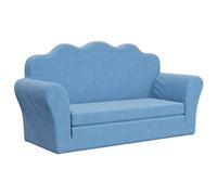 vidaXL Canapé-lit pour enfants 2 places – Dossier et accoudoirs, lit d'invité – Bleu peluche douce