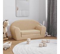 vidaXL Canapé-lit pour Enfants 2 Places, Lit de Jour avec Dossier et Accoudoirs, Lit d'Invité, Meuble de Chambre Salon, Crème Peluche Douce