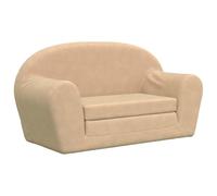 vidaXL Canapé-lit enfants 2 places - lit d'invité avec dossier et accoudoirs - crème peluche douce