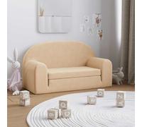 vidaXL Canapé-lit pour Enfants 2 Places crème Peluche Douce