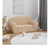 vidaXL Canapé-lit enfants 2 places - lit d'invité avec dossier et accoudoirs - crème peluche douce