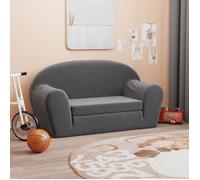 Vidaxl Canapé-Lit Pour Enfants 2 Places Anthracite Peluche Douce Gris