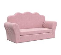vidaXL Canapé-lit pour Enfants 2 Places, Lit de Jour avec Dossier et Accoudoirs, Lit d'Invité pour Tout-Petits Chambre Salon, Rose Peluche Douce
