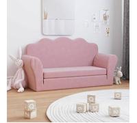 vidaXL Canapé-lit pour enfants 2 places rose peluche douce