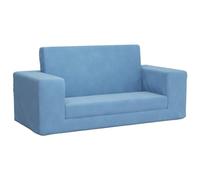 vidaXL Canapé-lit pour Enfants 2 Places, Lit de Jour avec Dossier et Accoudoirs, Lit d'Invité pour Tout-Petits Chambre Salon, Bleu Peluche Douce