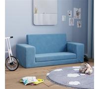 vidaXL Canapé-lit pour Enfants 2 Places, Lit de Jour avec Dossier et Accoudoirs, Lit d'Invité pour Tout-petits Chambre Salon, Bleu Peluche Douce 357032 Bleu G