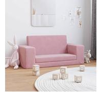 vidaXL Canapé-lit tout-petits 2 places – lit de jour avec dossier et accoudoirs – rose peluche douce