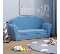 vidaXL Canapé-lit pour enfants 2 places – Dossier et accoudoirs, lit d'invité – Bleu peluche douce