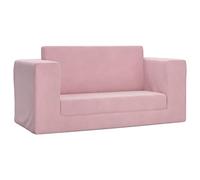vidaXL Canapé-lit enfant 2 places, dossier et accoudoirs, peluche rose
